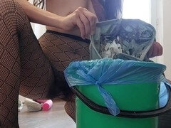 Soveværelse, Brunette, Par, Kjole, Nylonstrømper, Lille kvinde, Fisse, Strømper