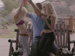 Verga grande, Rubia, Pajear, Hd, Al aire libre, Trio