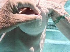 Hairy European Bikini Babe Fucks in Pool - Slow Mo Outdoor Shower & Underwater Shots