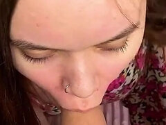 Stepdaughter Tries to Catch Stepfather's Big Cock in Her Slobbery Mouth