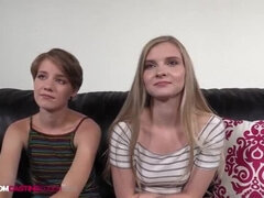 Anaal, Auditie, Blond, Pijpbeurt, Lesbisch, Kort haar, Zuigen, Trio