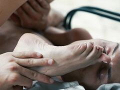 Young brunette Alya Stark with foot fetish has sex and sucks cock