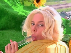 Hot milk enema babe using toy in her tight ass