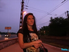 Stor kukk, Brunette, Sperm skott, Dype svelg, Runke, Naturlig, Utendørs, Offentlig