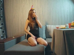 Brown-haired angel Ella Rose is touching her accurate crack