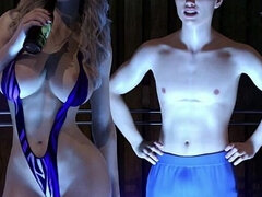 Tredimensionell, Otrohet, Game, Kysser, Milf, Mamma, Pool