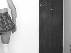 大学生, 女装男装, ヒール, 自家製, 一人, ストッキング, ユニフォーム