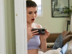 69, 흑갈색 머리, 레즈비언, 조그마한, 보지, 짧은 머리, 문신, 젖가슴