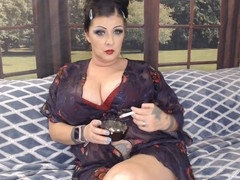 Luscious lips puffing a cigarette