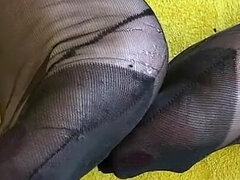 Stora tuttar, Blondin, Granny, Underkläder, Mogen, Naturliga tuttar, Solo, Stockings