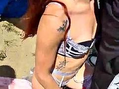 Two sluts get both holes fucked in hardcore outdoor orgy live at sexycamx.com