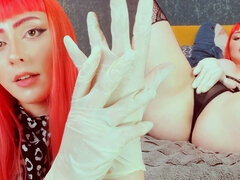 Gfe: Redhead Goth Girl Makes You a Fan of Handjob with Gloves