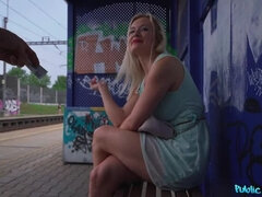 Czech Blonde Lily Picked Up amp  Pounded at Train Station