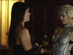 Blonde cutie seduced by black-haired MILF with great assets