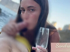 Hot Latina Sandralydx Swallows Cum on Beach - POV Blowjob & Outdoor Sex