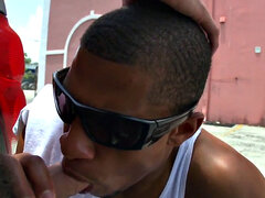 Real Black thug picked up and fucked outdoors by white top