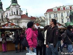 Guy picks up and fucks granny from behind