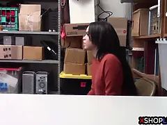 Tighty teen thief suspected and fucked by a security guy