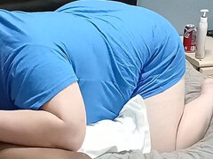 素人, アメリカ人, ぽっちゃり, デカ尻, デカチン, フェラチオ, 自家製, 異人種間