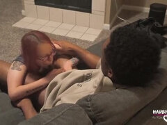 Petite Redhead Wife Haven Moss Sucks and Rides Huge Black Cock in Hot Amateur Interracial Sex