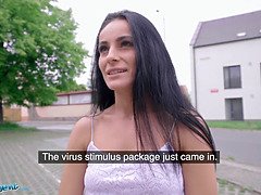 Public agent Lexi Dona displays her snatch for a explosion of cash