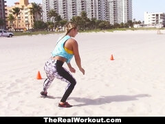 TheRealWorkout - Busty Blonde Rides Trainer After The Beach Session