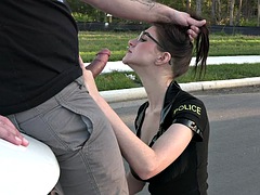 美女, デカパイ, フェラチオ, イく瞬間, ハードコア, ポリス