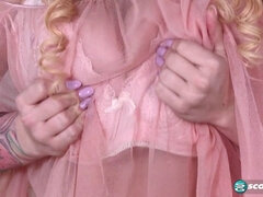 Bystig, Hd, Klackar, Naturliga tuttar, Strumpbyxor, Rödhårig, Solo, Tuttar