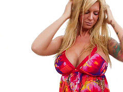 Brooke shows off her enormous milk cans and taut pussy