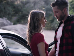 Passionate sex near a car with beauty Kristen Scott