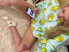 Petite blonde wife cheats on spouse to play with cock and balls