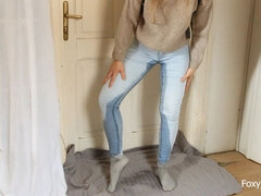 Fetisch, Jeans, Pissen, Solo, Nass