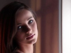 흑갈색 머리, 랑제리, 나체, 자연의 가슴, 보지, 혼자, 젖가슴, 젖은