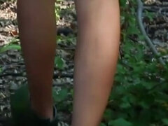 Skinny Teen Walking Naked Trough the Forest