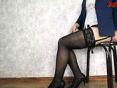 Secretary-handjob, nylon-footjob, footjob