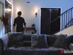 Emily Willis got analized on the leather sofa