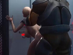 Alien sex at the Mars base camp! A hot horny woman gets the anal fucking