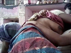 Indian wife passionately kisses ass and fondles her steamy breasts