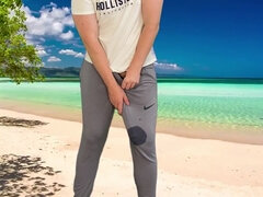 18 anos, Amador amadora, Praia, Bundão, Masturbação, Público, Solo chão, Adolescente