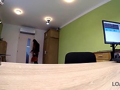 Busty redhead MILF has sex with a loan manager