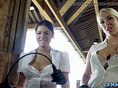 British femdoms abase steady boy in three