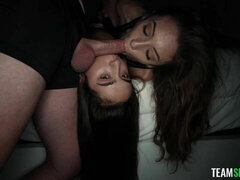 Bella Katz and Dani Blu are getting face-fucked on the sofa