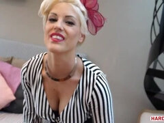 Pinup Girl Blanche Bradburry Charms a Huge White Cock in her Ass with her Sapphire Eyes