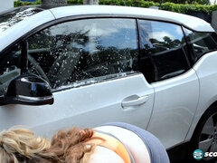 Watch Cj Woods get naughty with her big tits and ass in the Car Wash