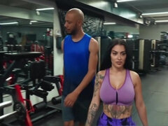 Egypt In A Not So Sneaky Public Gym Bang: Busty Latina Takes a Pussy Pounding