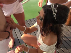 Anal, Double pénétration, Groupe, Hard, Talons, Cuir, Seins naturels, Orgie