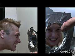 Tricked skinny str8 jock in glory hole