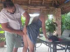 Hot Blonde Neighbor Wife Gets Creampie Fucked on Patio - Homemade Amateur Sex