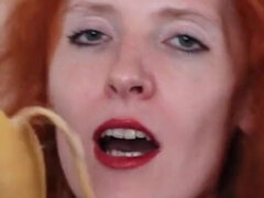 아마추어, 엉덩이, 딜도, 음식, 빨간 머리, 빼빼한