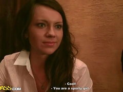 Brunette, Komme på ansigtet, Penge, Offentlig, Trekant